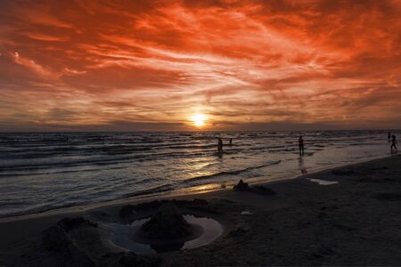Sunset time on Baltic sea.の写真素材