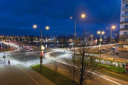 Evening traffic in Liepaja city, Latvia.の写真素材