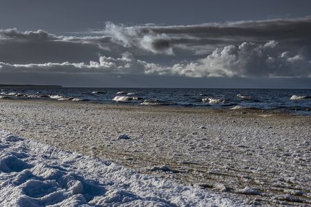 Cold winter day by Baltic sea.の写真素材