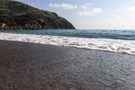 Mediterranean sea coast next to Cinque terre, Italy.の写真素材