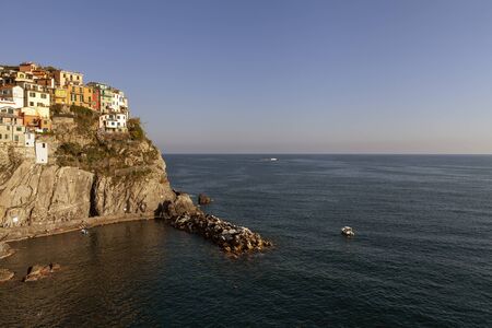 Mediterranean sea coast next to Cinque terre, Italy.の写真素材