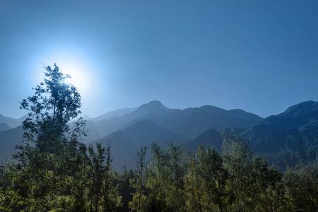 French Alps in Mont Blanc surroundings in blue.の写真素材