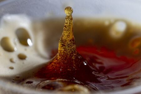 Fresh coffee in transparent cup.の写真素材
