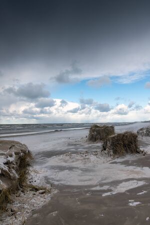 Baltic sea coast in cold and snowy day.の写真素材