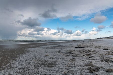 Baltic sea coast in cold and snowy day.の写真素材