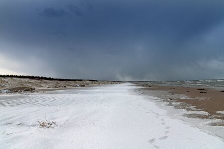 Baltic sea coast in cold and snowy day.の写真素材