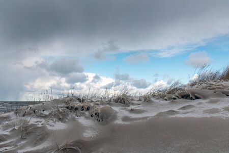 Baltic sea coast in cold and snowy day.の写真素材
