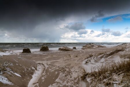 Baltic sea coast in cold and snowy day.の写真素材