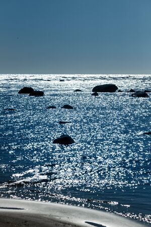 Stones at coast of gulf of Riga, Latvia.の写真素材