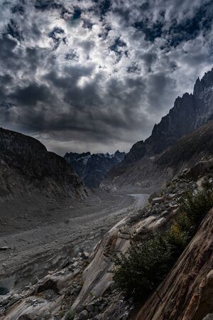 Mer de glace glacier surroundings in french Alps.の写真素材