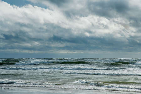 Gray Baltic sea in autumn time.の写真素材