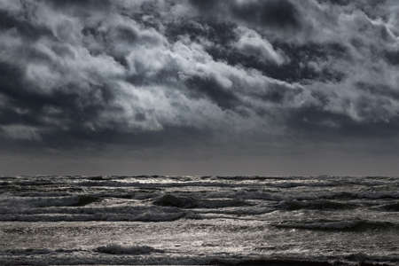 Gray Baltic sea in autumn time.の写真素材
