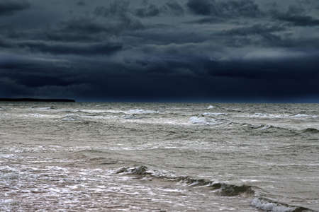 Baltic sea coast in cold winter day next to Liepaja, Latvia.の写真素材