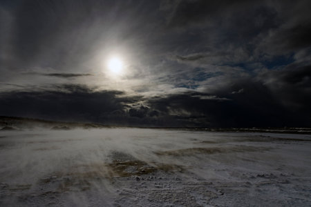 Windy winter day at Baltic sea next to Liepaja, Latvia.の写真素材