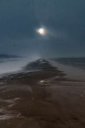 Windy winter day at Baltic sea next to Liepaja, Latvia.の写真素材
