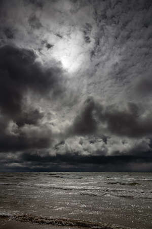 Gray and stormy Baltic sea in spring time.の写真素材