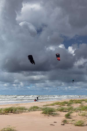 Windy day by Baltic sea next to Liepaja, Latviaの写真素材