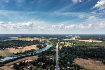 Venta river middle reaches, Latvia.の写真素材