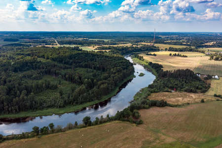 Venta river middle reaches, Latvia.の写真素材