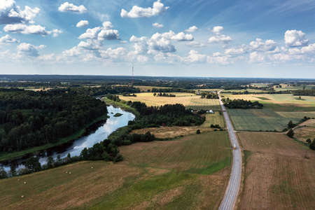 Venta river middle reaches, Latvia.の写真素材