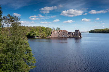 Koknese castle ruins at Daugava river, Latvia.の写真素材