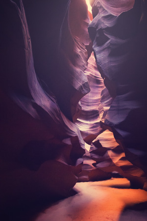 Amazing play of light on the walls of Antelope canyon, Najvo desert, Arizonaの写真素材