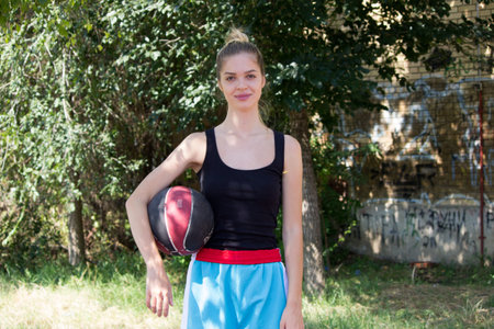 blonde basket playerの写真素材