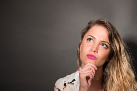 beautiful businesswomen thinkingの写真素材