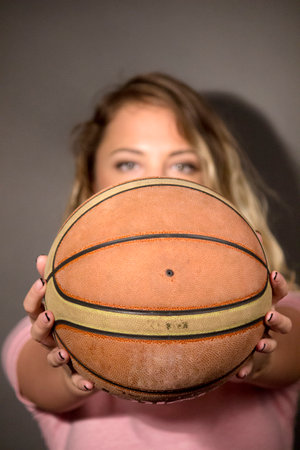 portrait girl basketball playerの写真素材