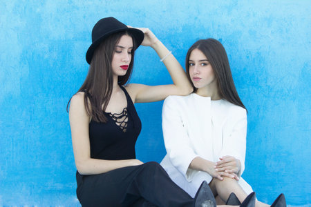 two teen girls problem angerの写真素材