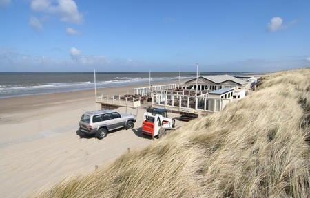 Beach club and restaurant on the Dutch coastの写真素材
