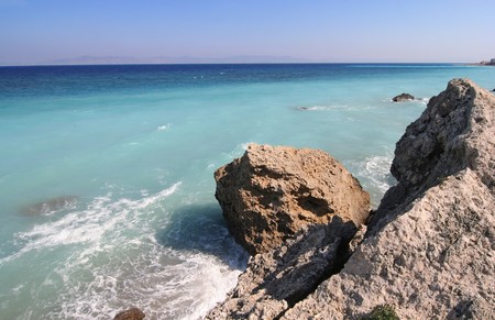 Rocks on the coast of Rhodes, Greeceの写真素材