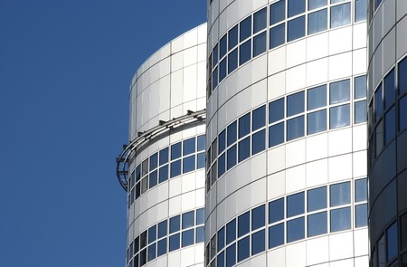 Office towers in financial district of Rotterdamの写真素材