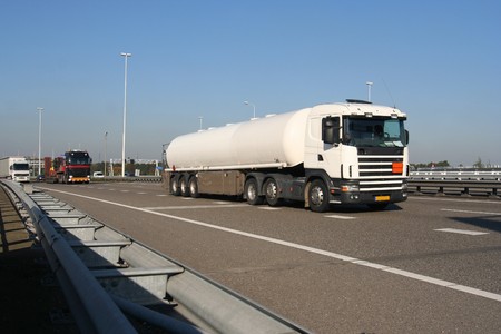 Truck carrying petrochemical liquid from Pernis, Hollandの写真素材