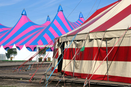 Two circustents at a festivalの写真素材