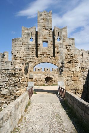 Old stone gate of a medieval castleの写真素材