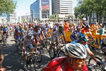 ROTTERDAM, HOLLAND - JULY 4, 2010: Cyclists at the start of the first stage of the Tour de France in Rotterdam, Holland on july 4, 2010のeditorial素材