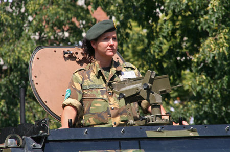 THE HAGUE, HOLLAND - JUNE 26: Female veteran in the annual parade on Veterans Day on June 26, 2010...