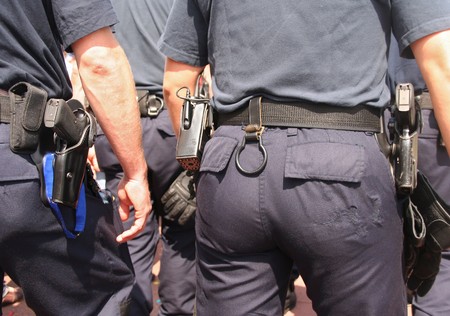 ROTTERDAM, HOLLAND - AUGUST 8, 2009: Riot police team at the Dance Parade event in Rotterdam, Holland on August 8のeditorial素材