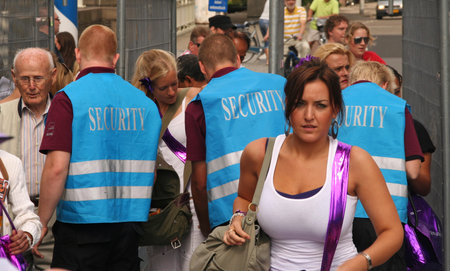 ROTTERDAM, HOLLAND - AUGUST 8, 2009: Security Check at the annual Dance Parade in Rotterdam, Holland...