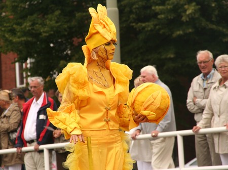 Delft, Holland, 31 july 2009: Participant in the annual Flower Corso by boat in Delft canalsのeditorial素材