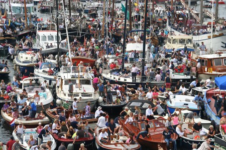 AMSTERDAM, AUGUST 19, 2010: Parade of little boats at Sail 2010 in Amsterdam, Holland on august 19, 2010のeditorial素材