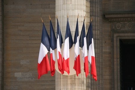 French flags hanging at the Pantheonの写真素材