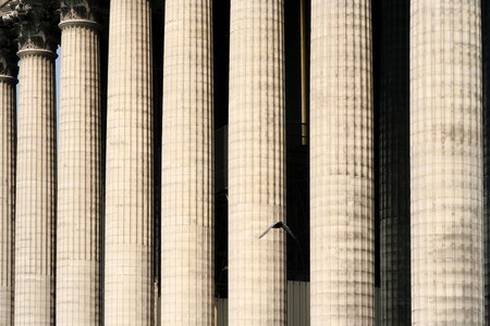 Greek columns of the church of Madeleine in Parisの写真素材