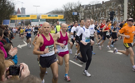 THE HAGUE, HOLLAND - MARCH 13, 2011: Runners at the start of the half marathon of The Hague, Holland on March 13, 2011のeditorial素材