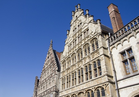 Gables of historical buildings in Ghent, Belgiumの写真素材