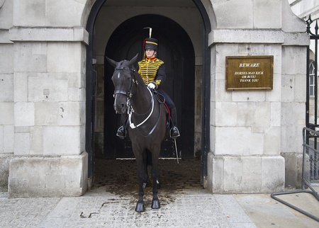 London, UK - July 21, 2011: Female Horse Guard on duty at Whitehall on July 21, 2011 in London, UK.のeditorial素材