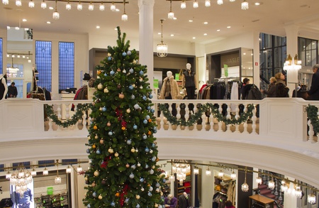 Christmas tree in department store in The Hague, Holland on December 20, 2010のeditorial素材