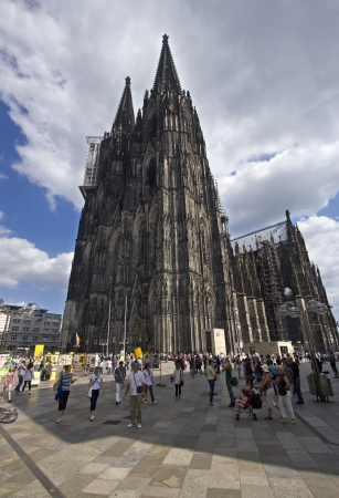 Cologne, Germany - August 27, 2013  Tourists walk around beneath Cologneのeditorial素材