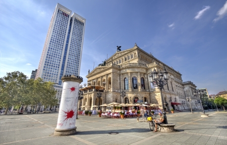 Frankfurt, Germany - August 29, 2013  People relax around the Opera building in Frankfurt, Germany on August 29, 2013 のeditorial素材